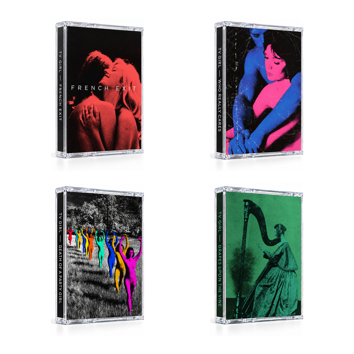 TV Girl Cassette Tape Collection – French Exit, Who Really Cares, Death of a Party Girl & Grapes Upon the Vine